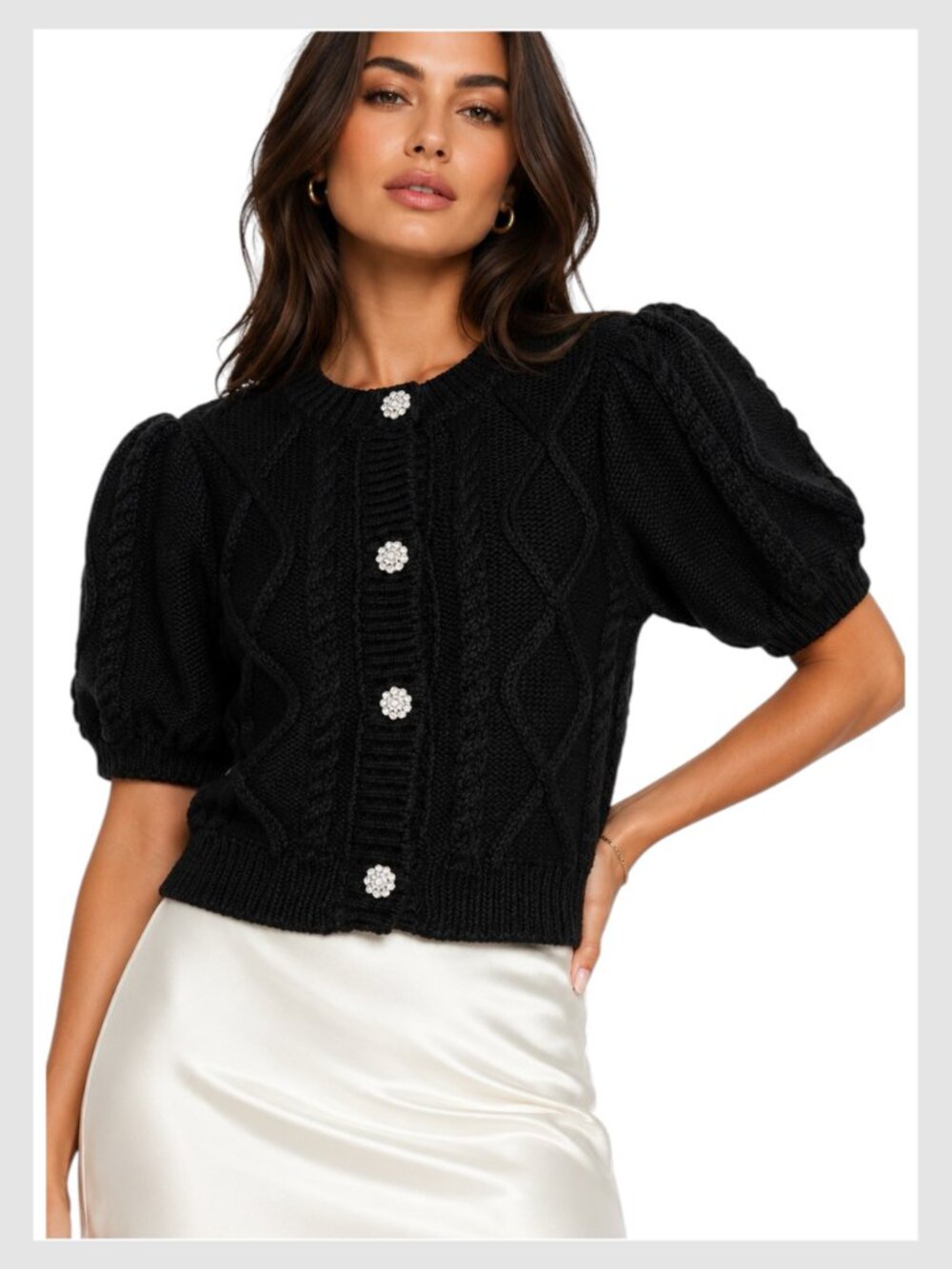Tuckernuck Hyacinth House Crystal Victoria Black Puff‎ Sleeve sweater S